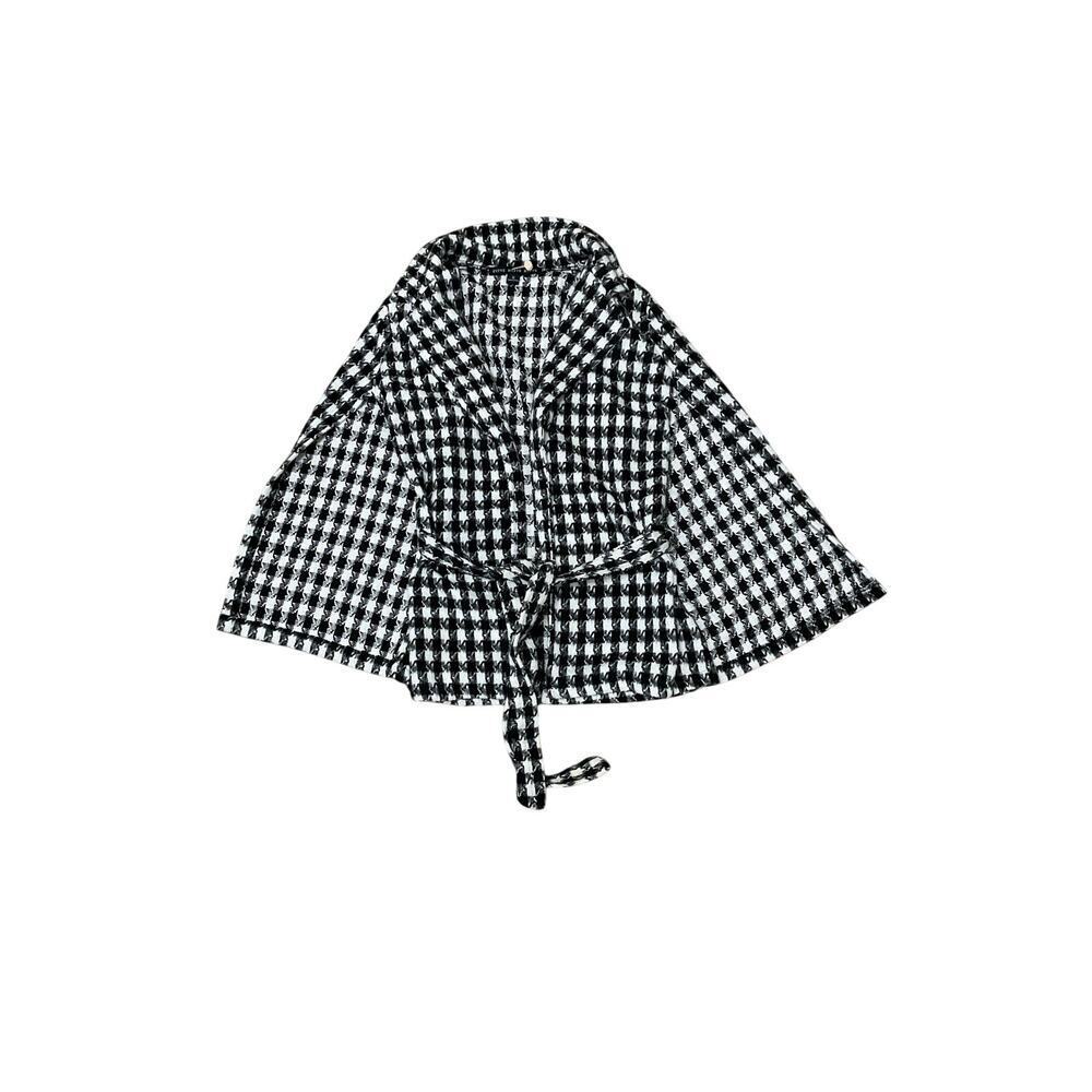 Hyfve Houndstooth Cape Jacket Size Small Black/White Tie Belt Womens - Picture 3 of 8